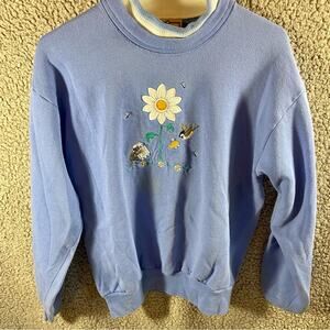 90s VTG Women crewneck medium embroidered cottagecore grandmacore y2k fairy